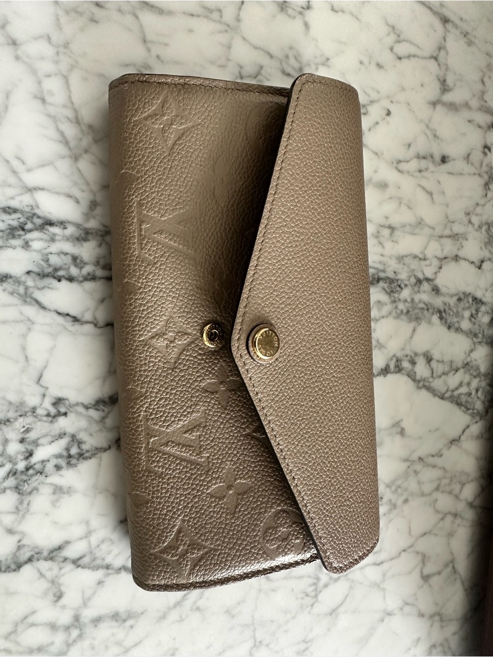 Louis Vuitton Tan/Taupe  Leather Wallet with Gold Hardware